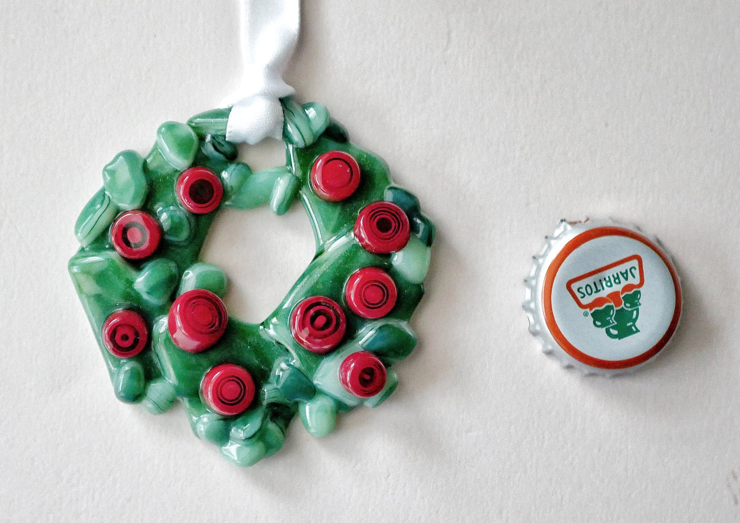 Bumpy Wreath with Red Murrine Ornaments #3 (Small)