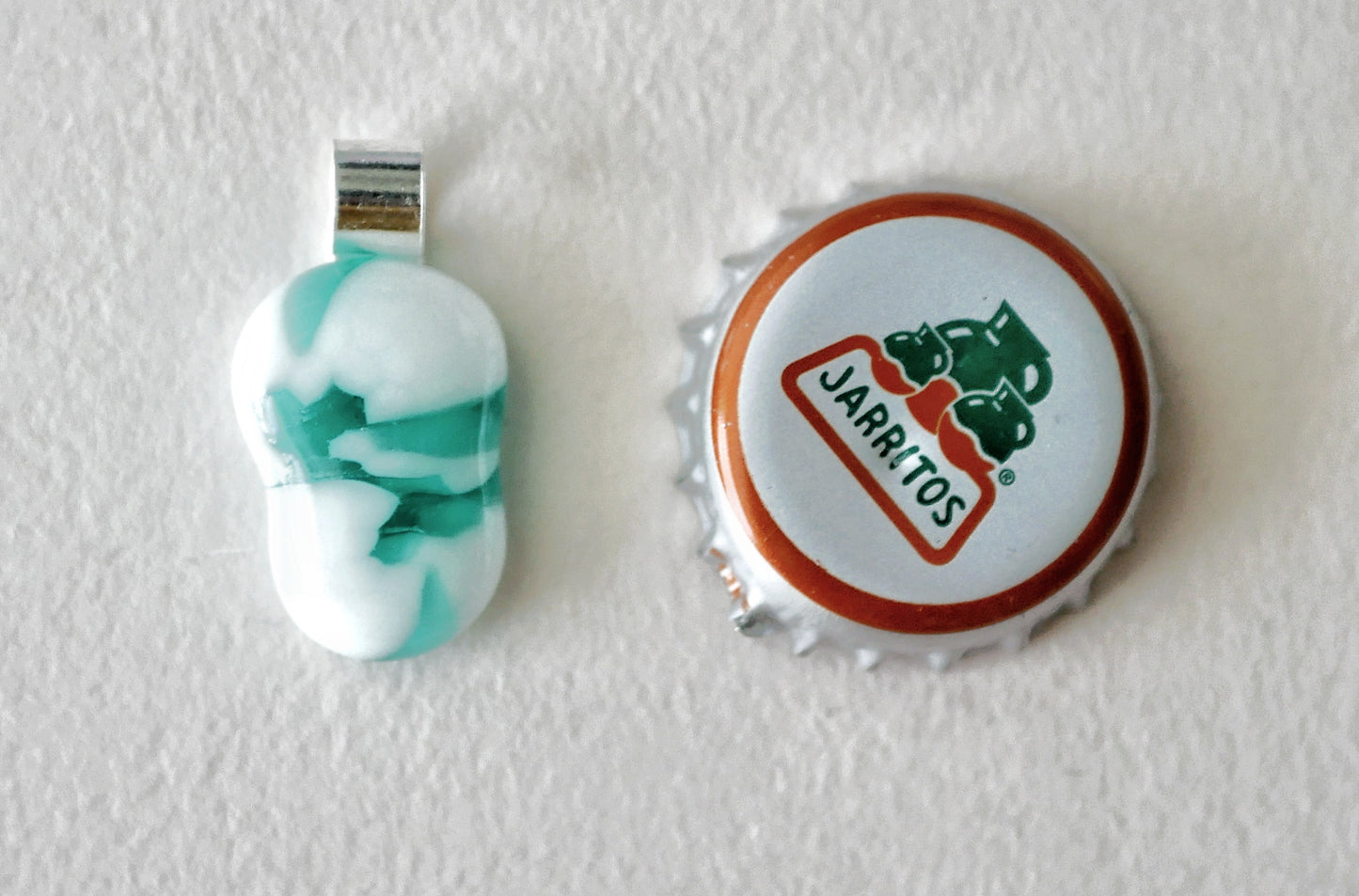 Teal and White Pendant #2 (Sterling Silver) (PENDANT ONLY)