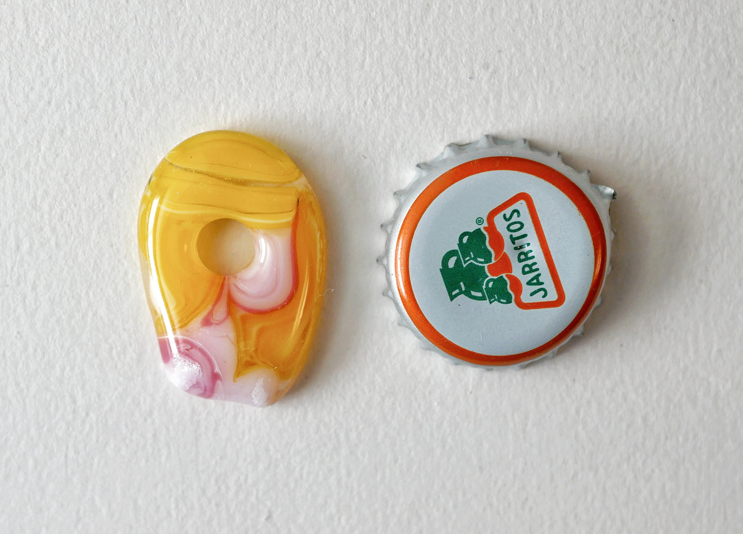 Yellow and Pink Blob Pendant with Hole #1 (PENDANT ONLY)