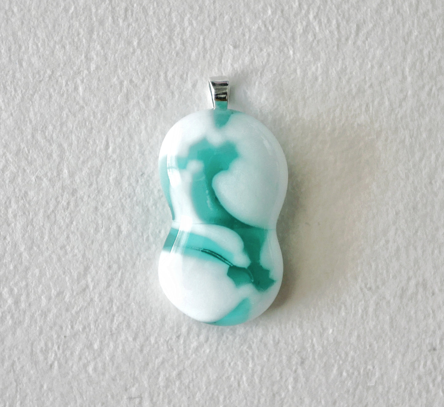 Teal and White Pendant #1 (Sterling Silver) (PENDANT ONLY)