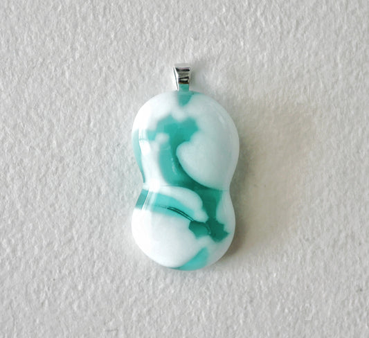 Teal and White Pendant #1 (Sterling Silver) (PENDANT ONLY)