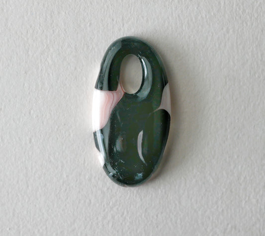 Oval Pendant: Pink and Black #1 (PENDANT ONLY)