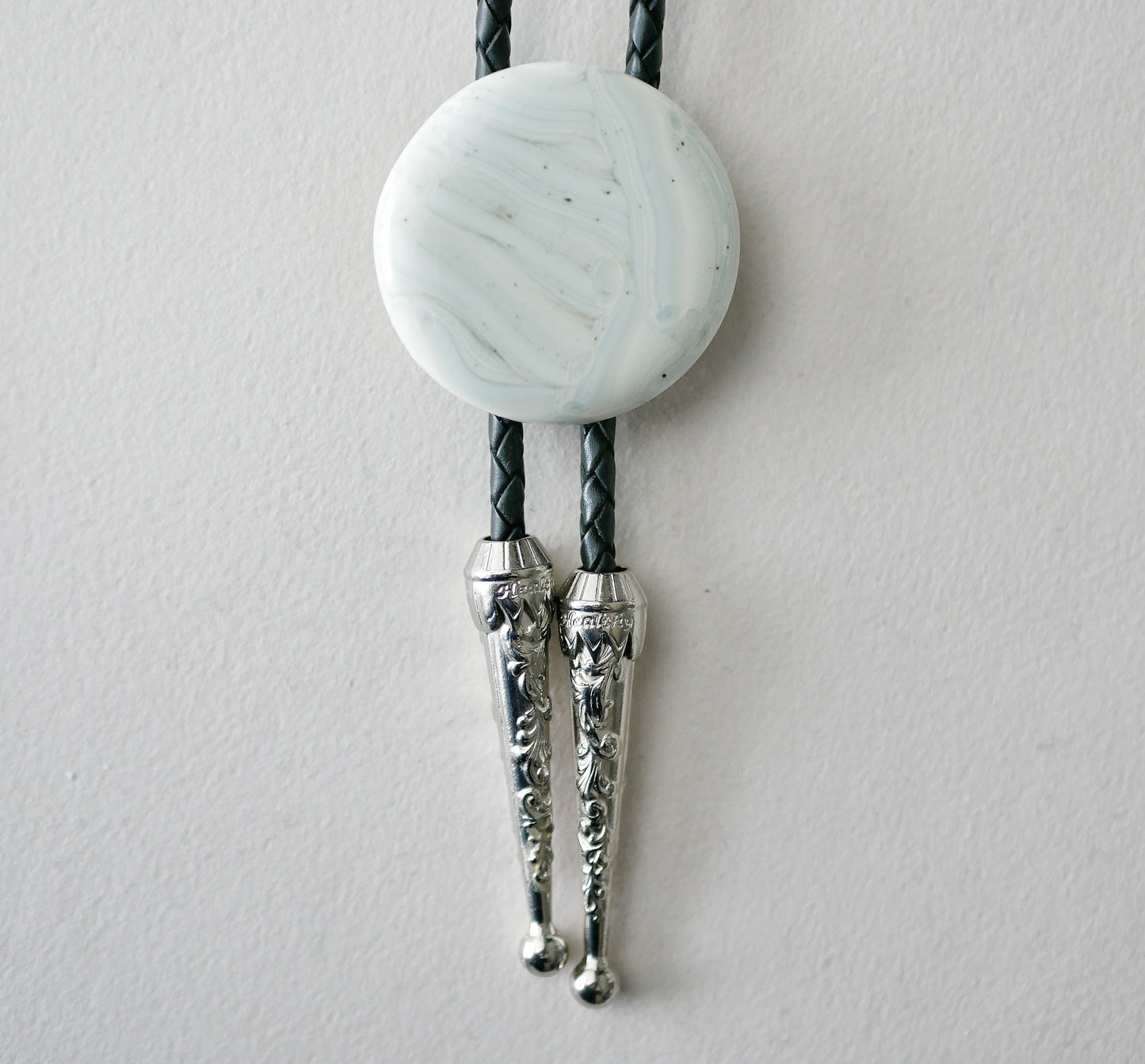 Cream and White Brushstrokes Bolo Tie #1