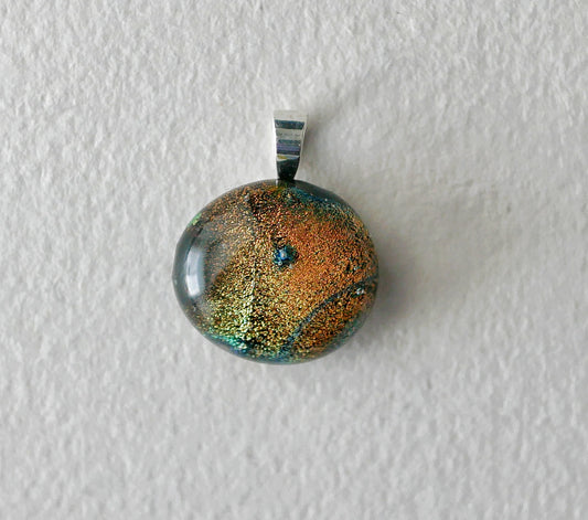 Amber Dichroic Pendant #2 (Sterling Silver) (PENDANT ONLY)