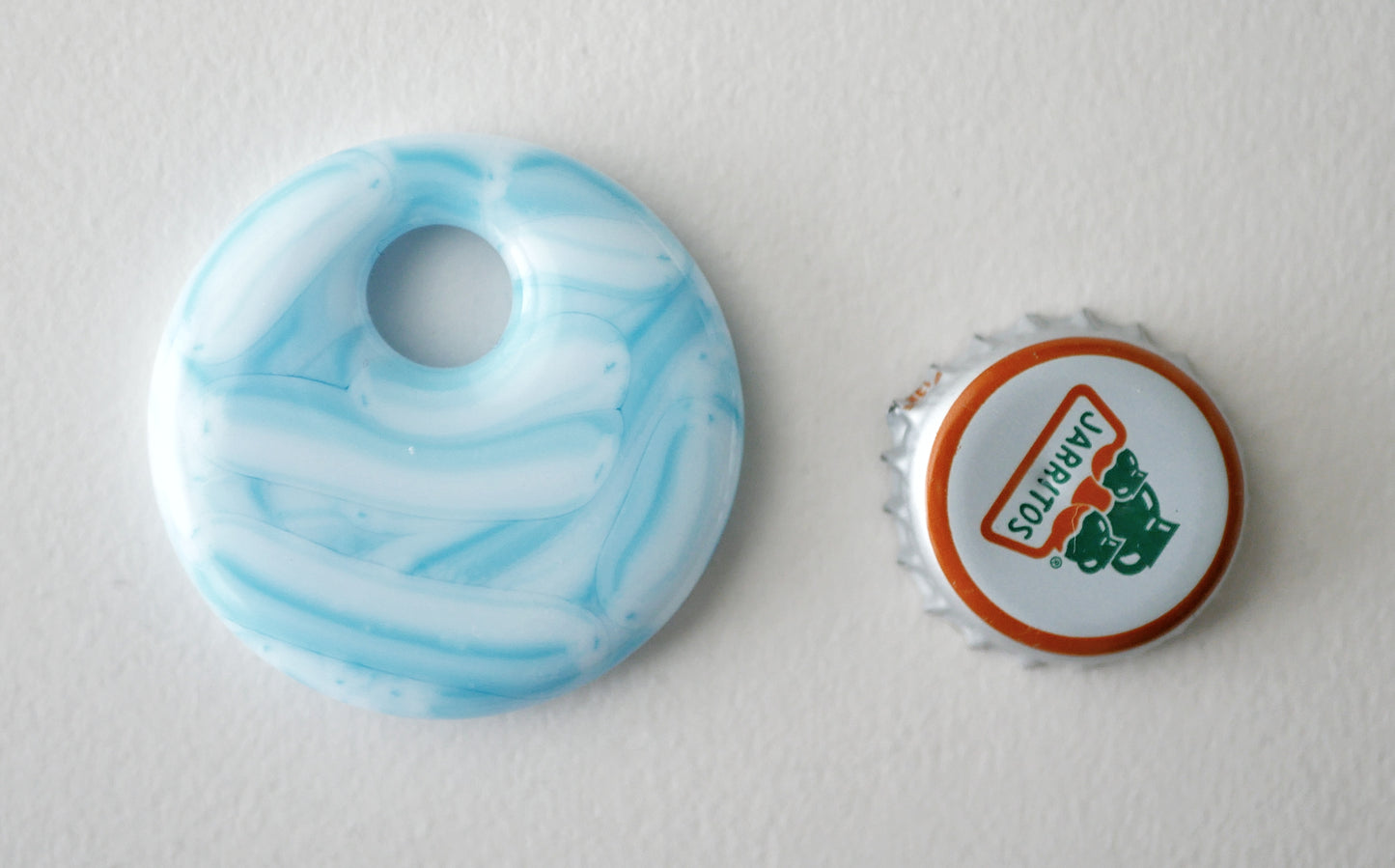 Round Pendant: Sky Blue and White Brushstrokes #1 (PENDANT ONLY)