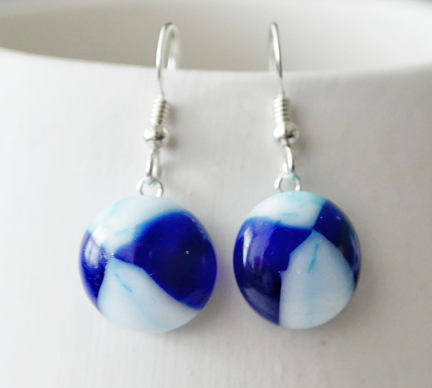 Sky Blue, White and Azure Dangly Earrings #2