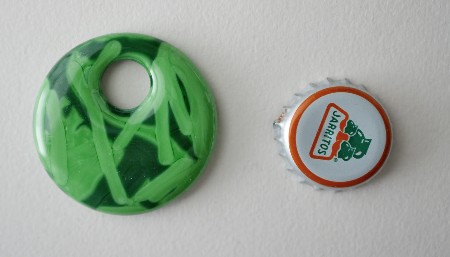 Round Pendant: Green Overlapping Stripes (PENDANT ONLY)