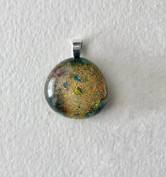 Amber Dichroic Pendant #1 (Sterling Silver) (PENDANT ONLY)