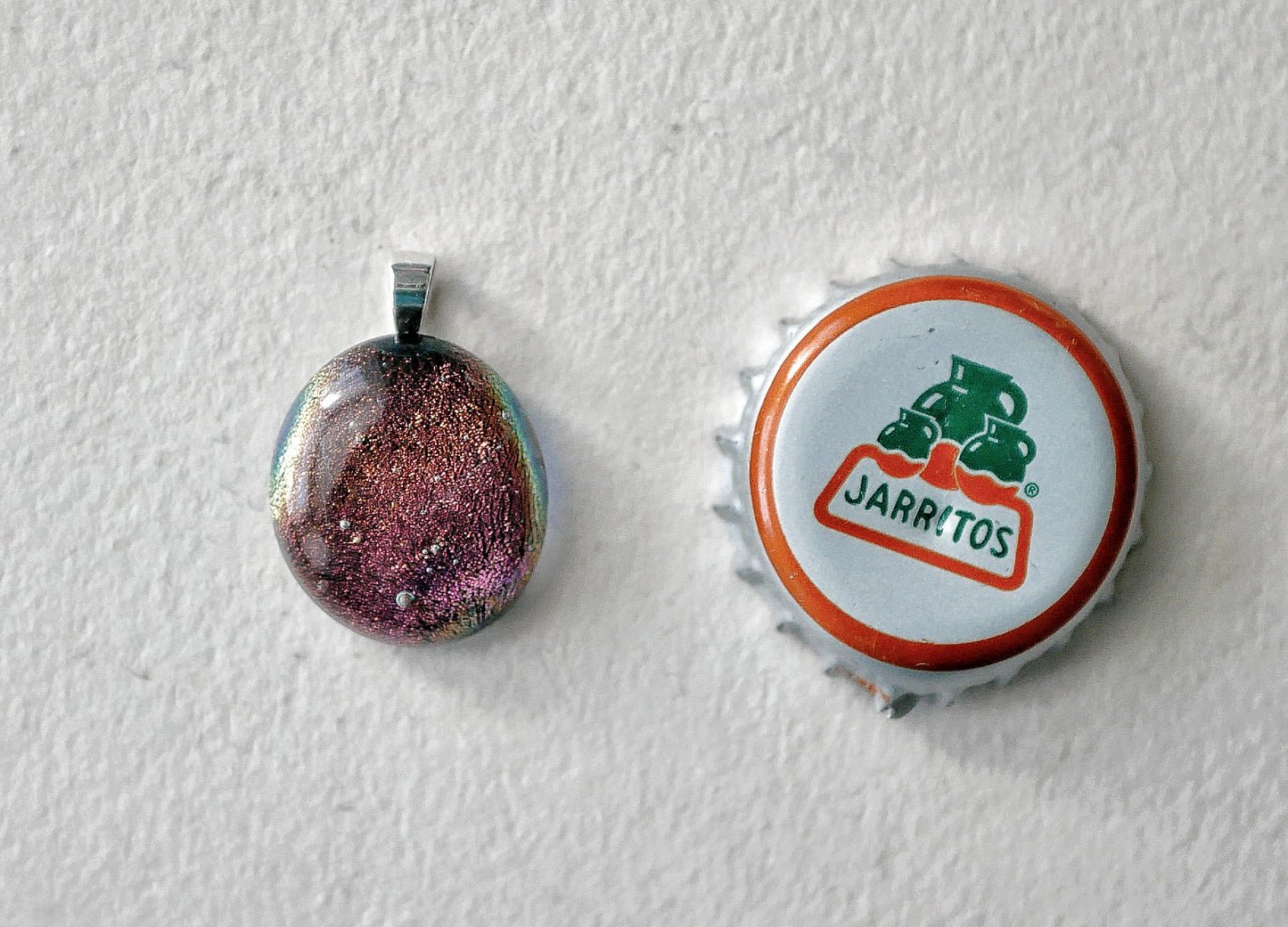 Magenta and Amber Dichroic Pendant #4 (Sterling Silver) (PENDANT ONLY)