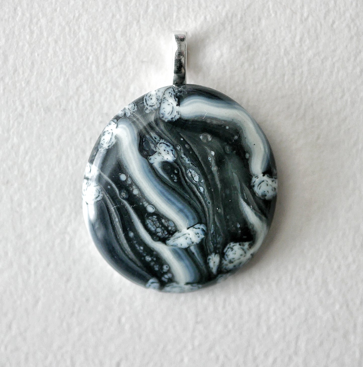 Black and White Brushstroke Pendant #1 (Base Metal) (PENDANT ONLY)