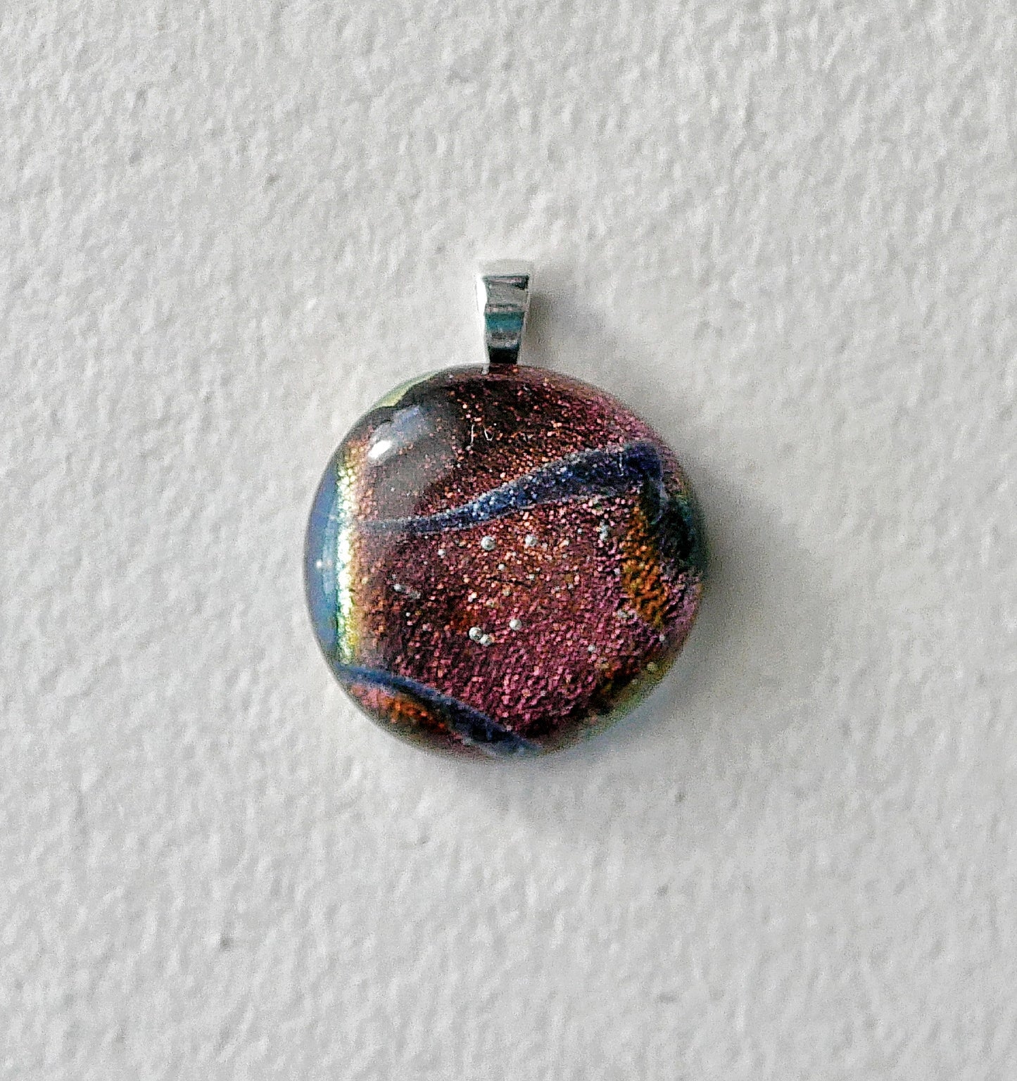 Magenta and Amber Dichroic Pendant #1 (Sterling Silver) (PENDANT ONLY)