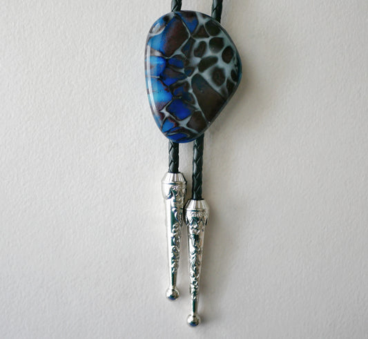 Copper Reaction (Blue, Brown and White) Bolo Tie #4