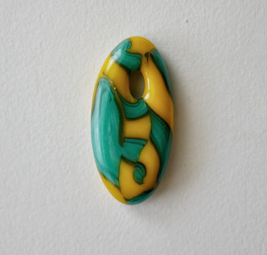 Oval Pendant: Teal and Yellow (PENDANT ONLY)
