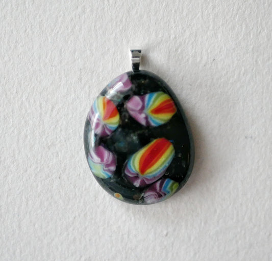 Rainbow Bubble Pendant: Beach Balls In Space #1 (Sterling Silver) (PENDANT ONLY)