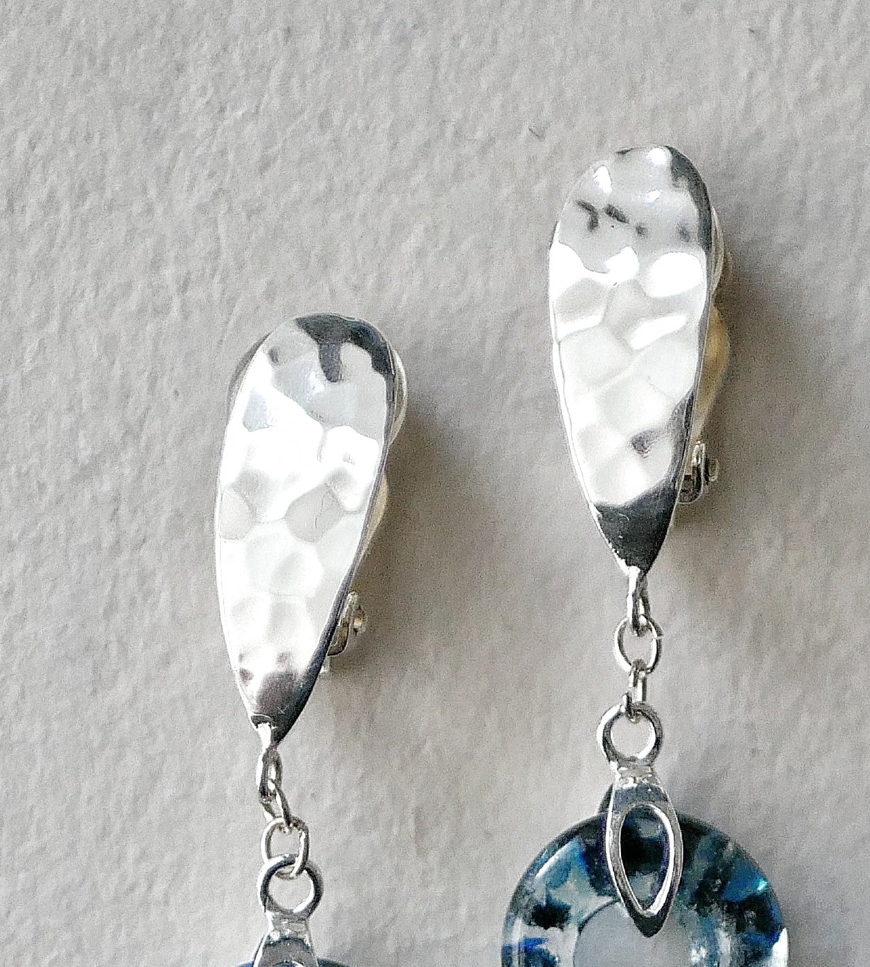 Paddle-Style Hammered Sterling Silver Clip-Ons