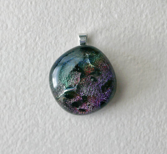 Cool Multicolor Dichroic Pendant #2 (Sterling Silver) (PENDANT ONLY)