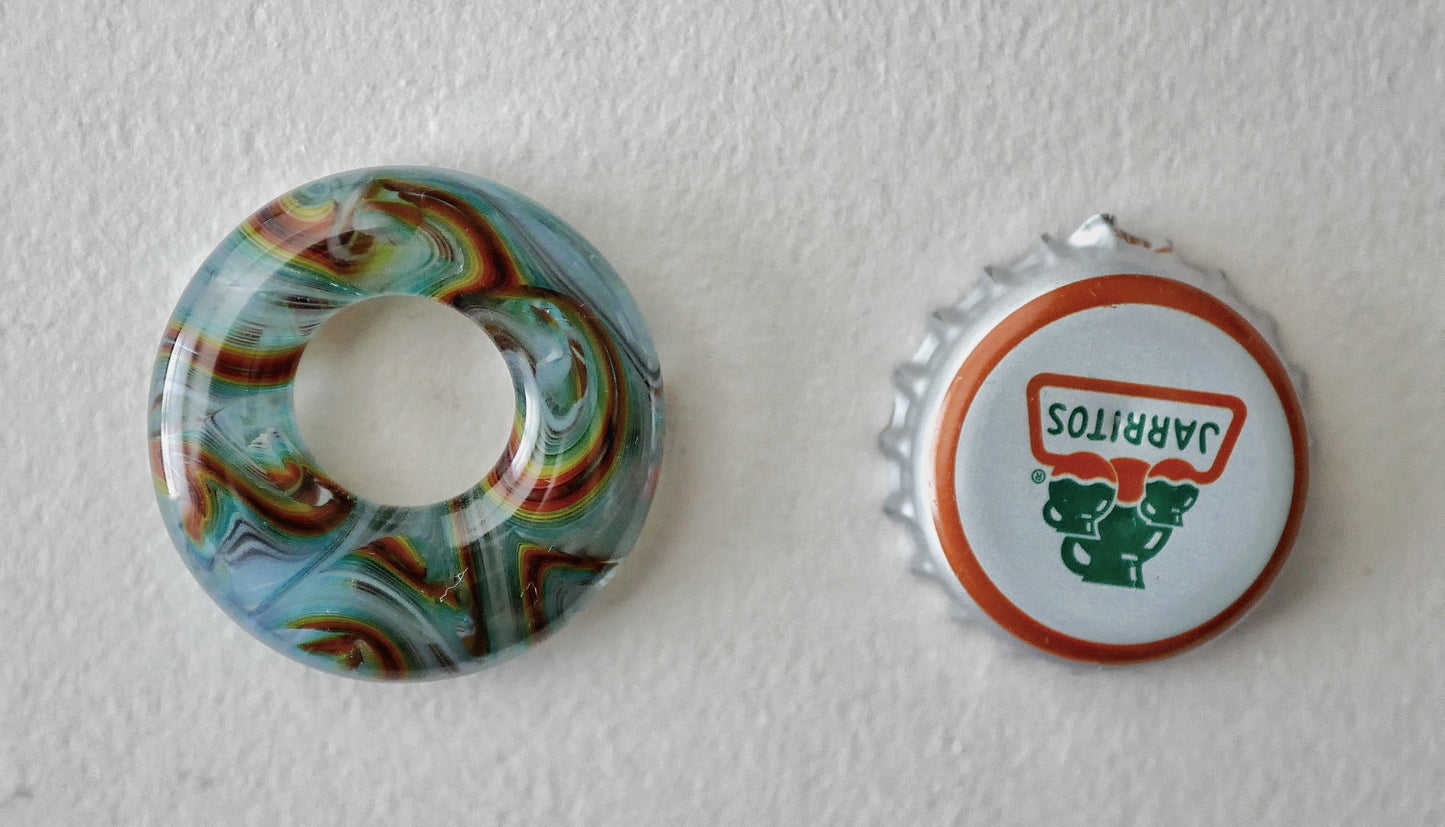 Small Circle Pendant: Rainbow on Blue #1 (PENDANT ONLY)