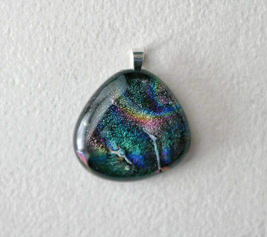 Dark Multicolor Dichroic Pendant #1 (Sterling Silver) (PENDANT ONLY)