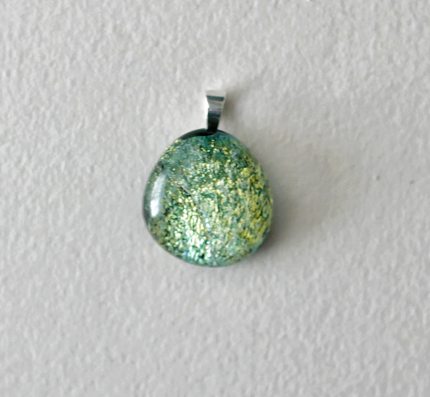 Green Dichroic Pendant #4 (Sterling Silver) (PENDANT ONLY)