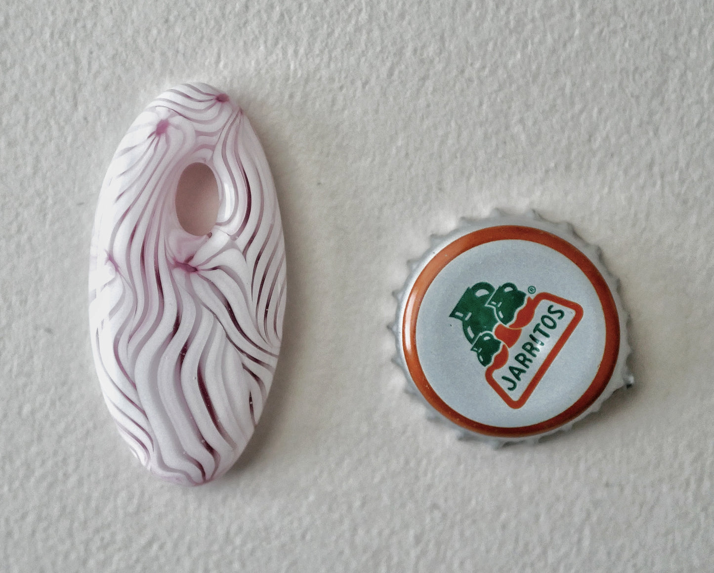 Oval Pendant: Pink and White Swirl (PENDANT ONLY)
