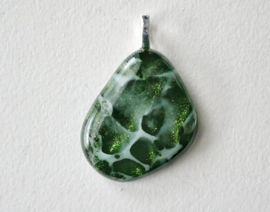 Green Aventurine Dragonskin Pendant #1 (Base Metal) (PENDANT ONLY)