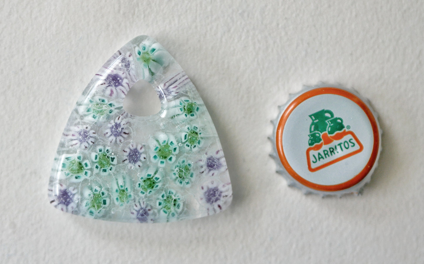 Triangle Pendant: Green and Purple Floral (PENDANT ONLY)