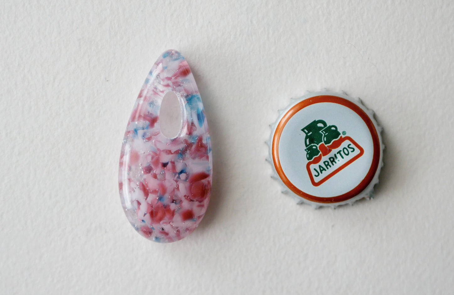 Thin Teardrop Pendant: Pink and Blue Confetti (PENDANT ONLY)