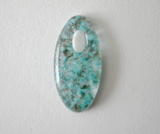 Oval Pendant: Turquoise Blues and Grey (PENDANT ONLY)