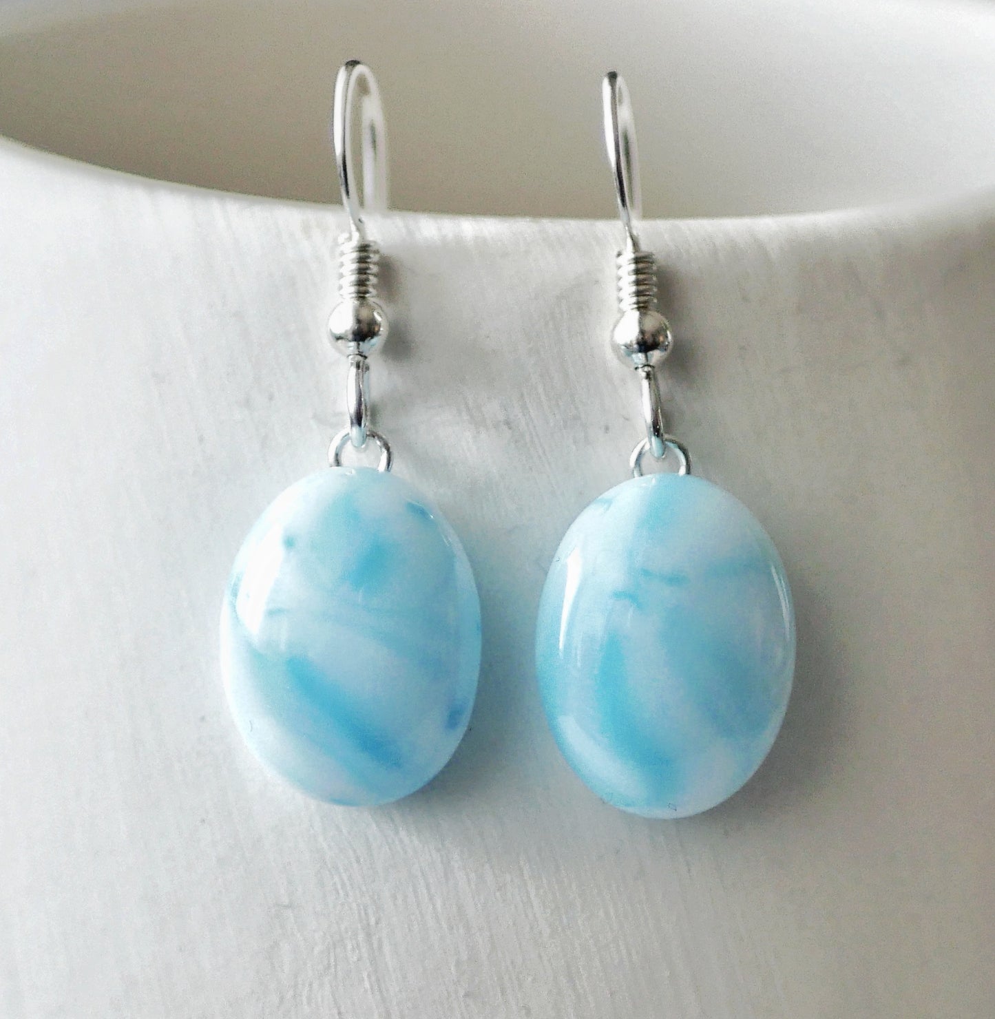 Dangly Sky Blue Brushstroke Earrings