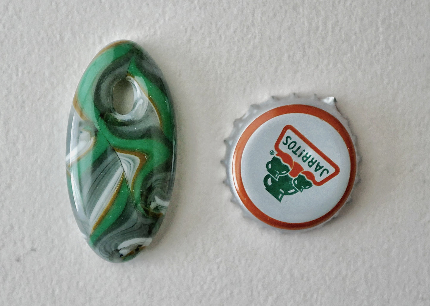 Oval Pendant: Grey, White, Brown and Green Swirl (PENDANT ONLY)