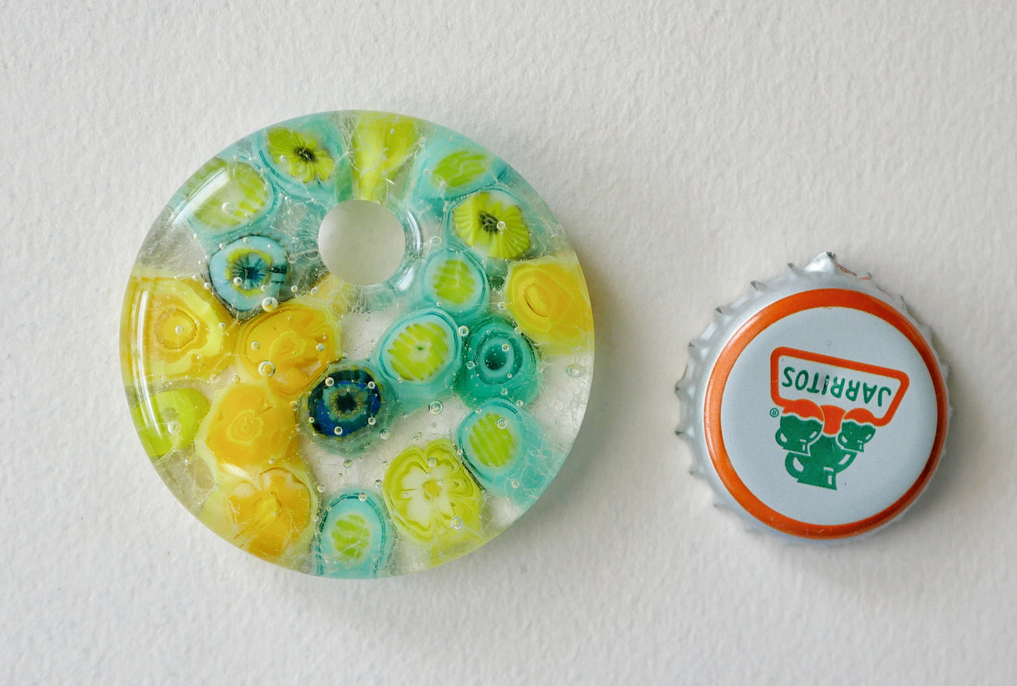 Round Pendant: Yellow and Green Murrine (PENDANT ONLY)