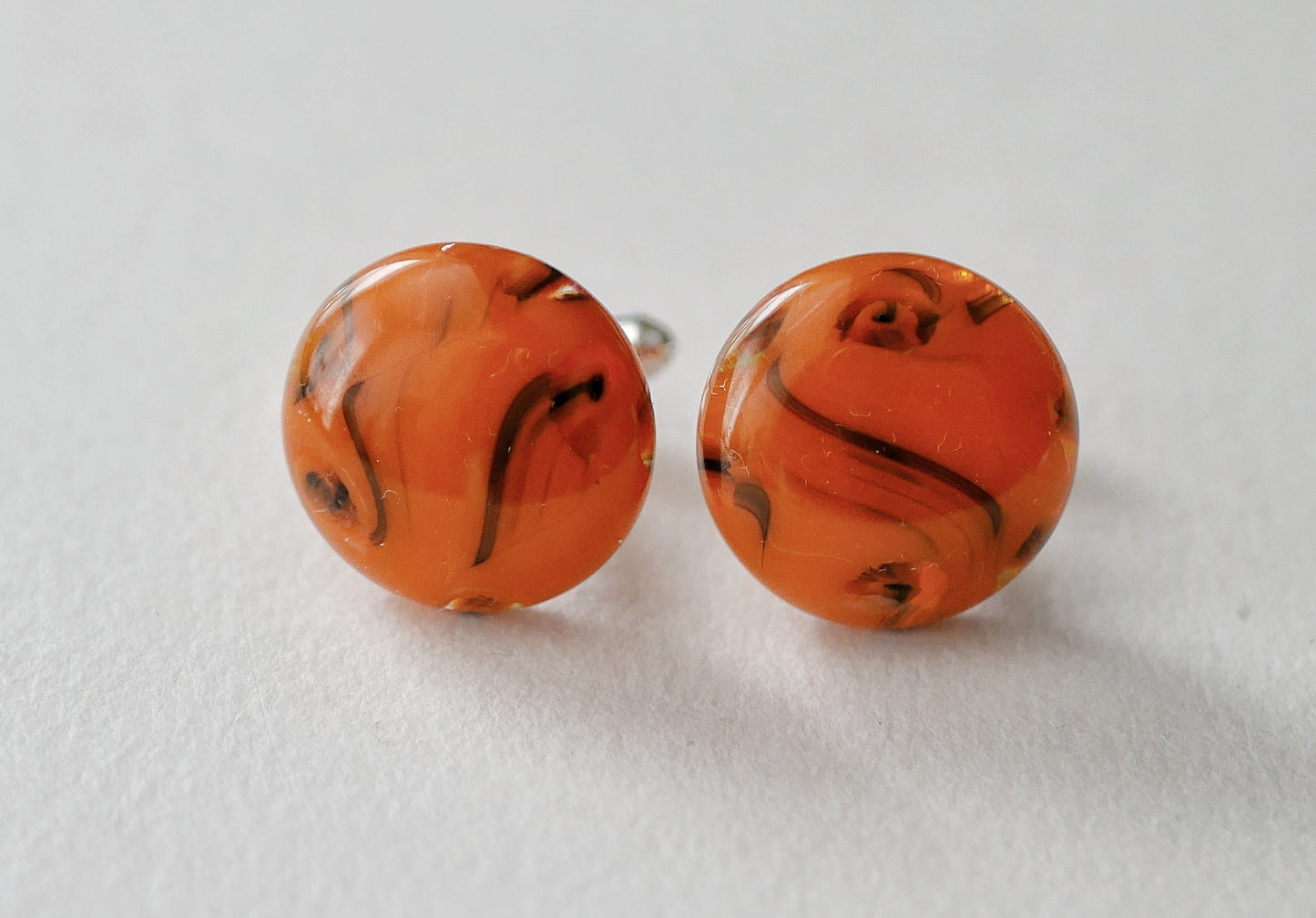Swirling Orange Sterling Silver Cufflinks