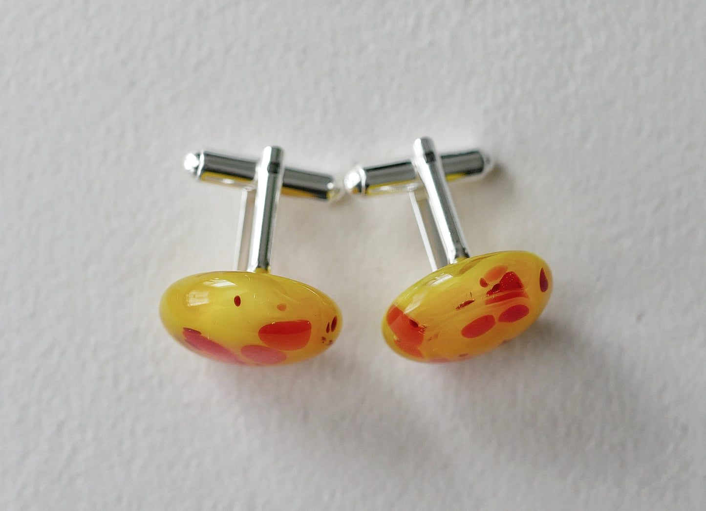 Firey Yellow, Orange and Red Sterling Silver Cufflinks