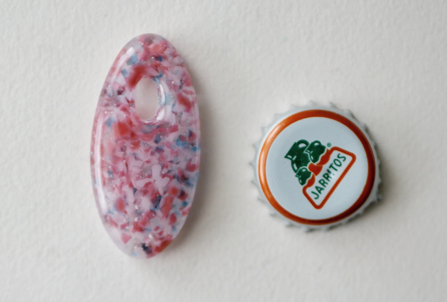 Oval Pendant: Pink and Blue Confetti (PENDANT ONLY)