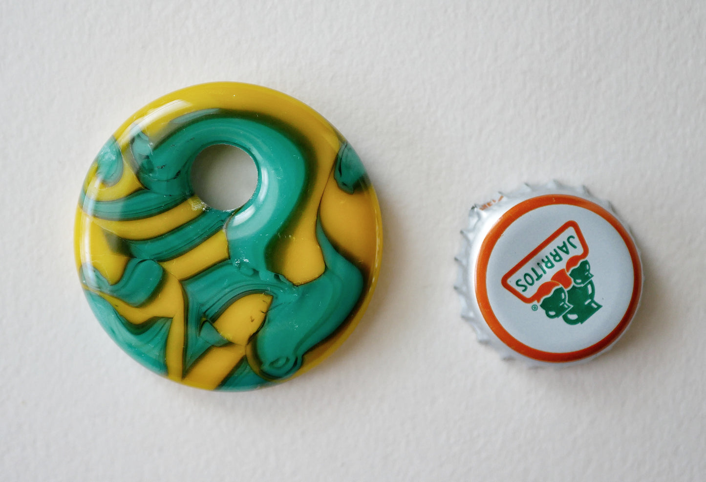 Round Pendant: Teal and Yellow (PENDANT ONLY)