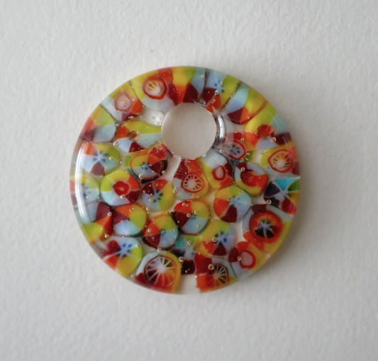 Round Pendant: Rainbow Dots and Clear (PENDANT ONLY)