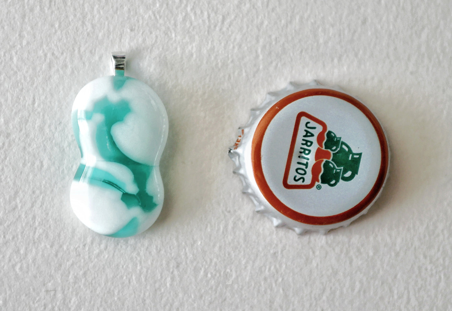 Teal and White Pendant #1 (Sterling Silver) (PENDANT ONLY)