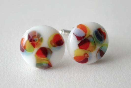 White and Rainbow Sterling Silver Cufflinks