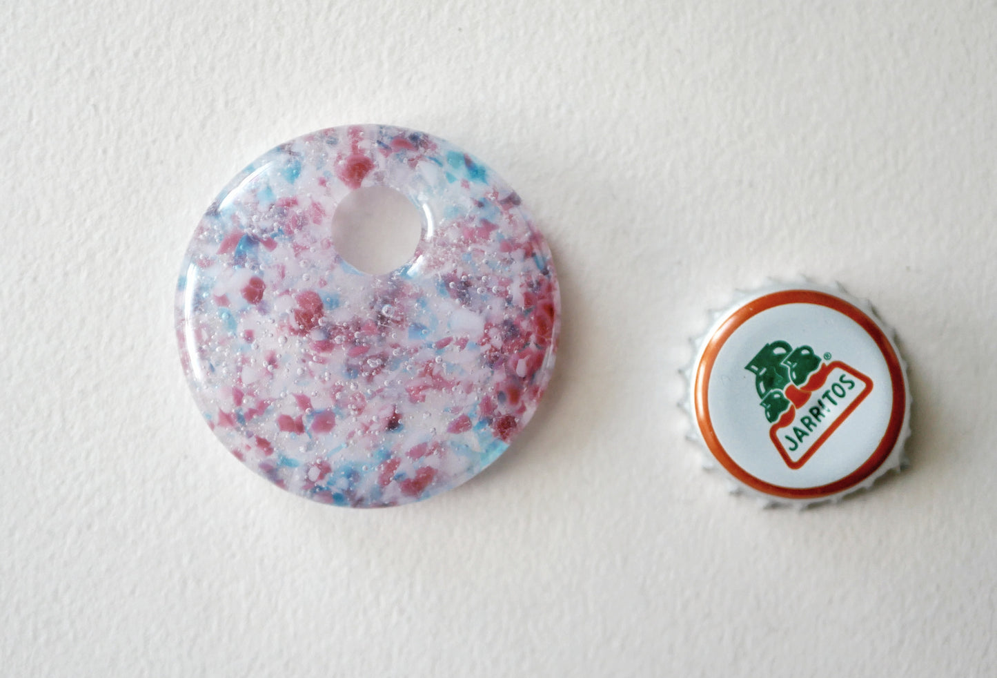 Round Pendant: Pink and Blue Confetti (PENDANT ONLY)