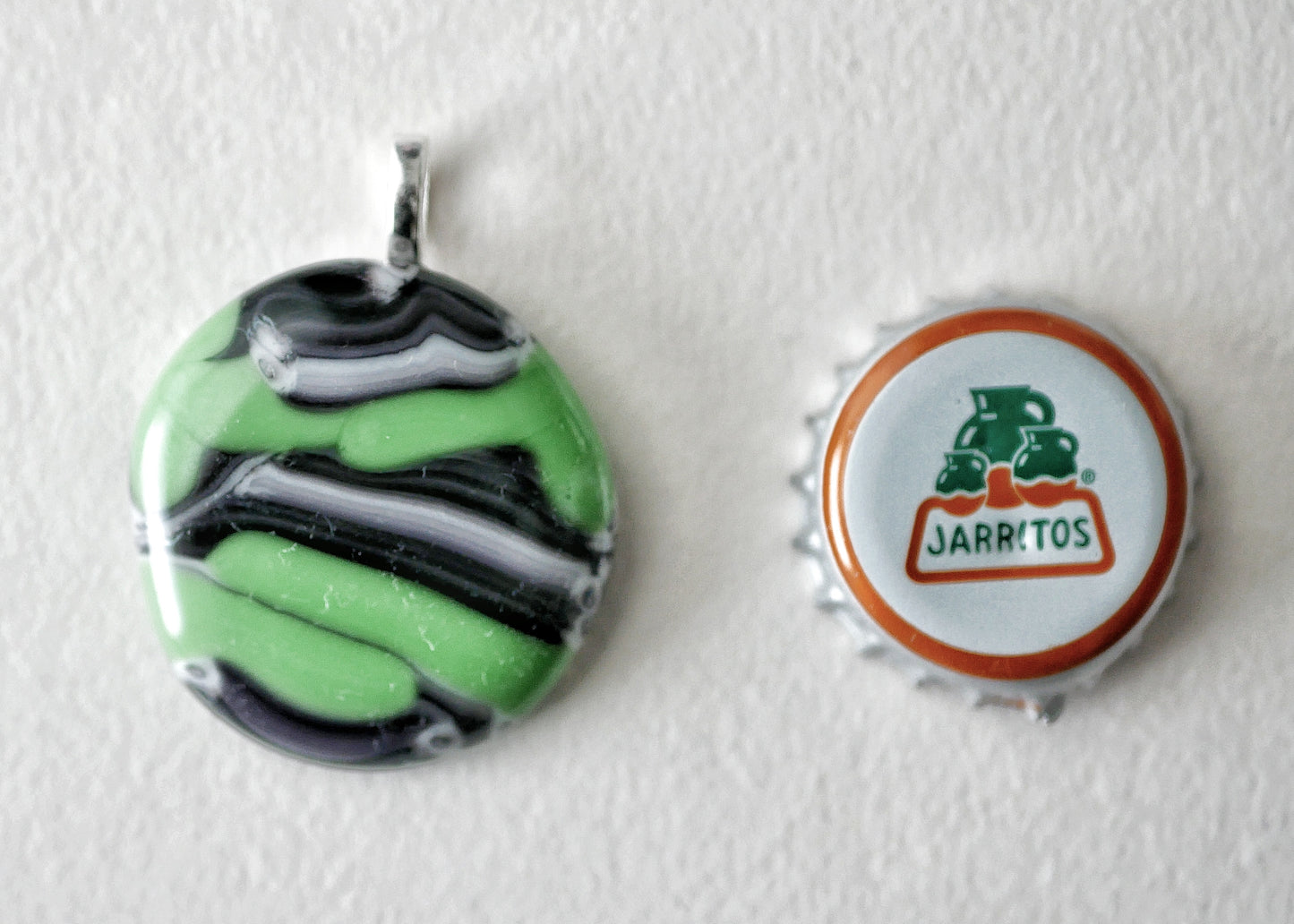 Green, Black and White Brushstroke Pendant (Base Metal) (PENDANT ONLY)