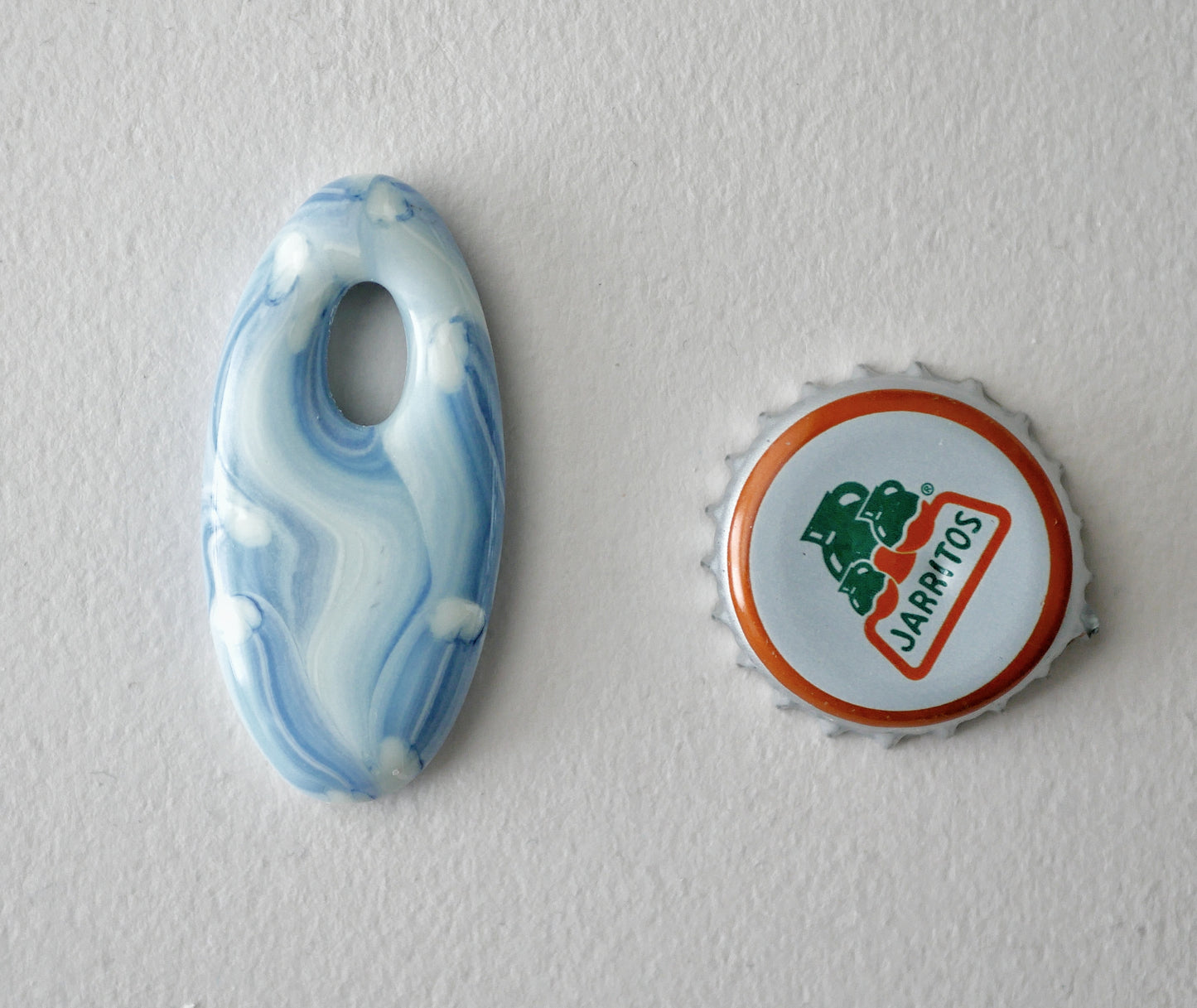 Oval Pendant: Denim Blue and White Brushstrokes #2 (PENDANT ONLY)