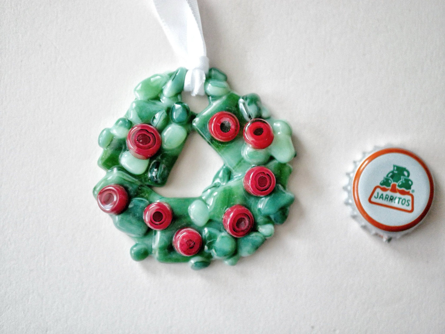 Bumpy Wreath with Red Murrine Ornaments #2 (Small)