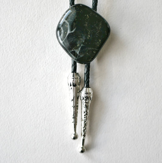 Golden Black Aventurine Dragonskin Bolo Tie #4