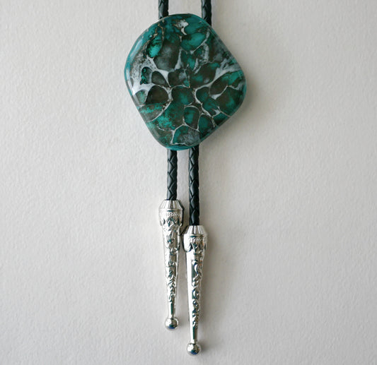 Aqua and Grey Dragonskin Bolo Tie #5