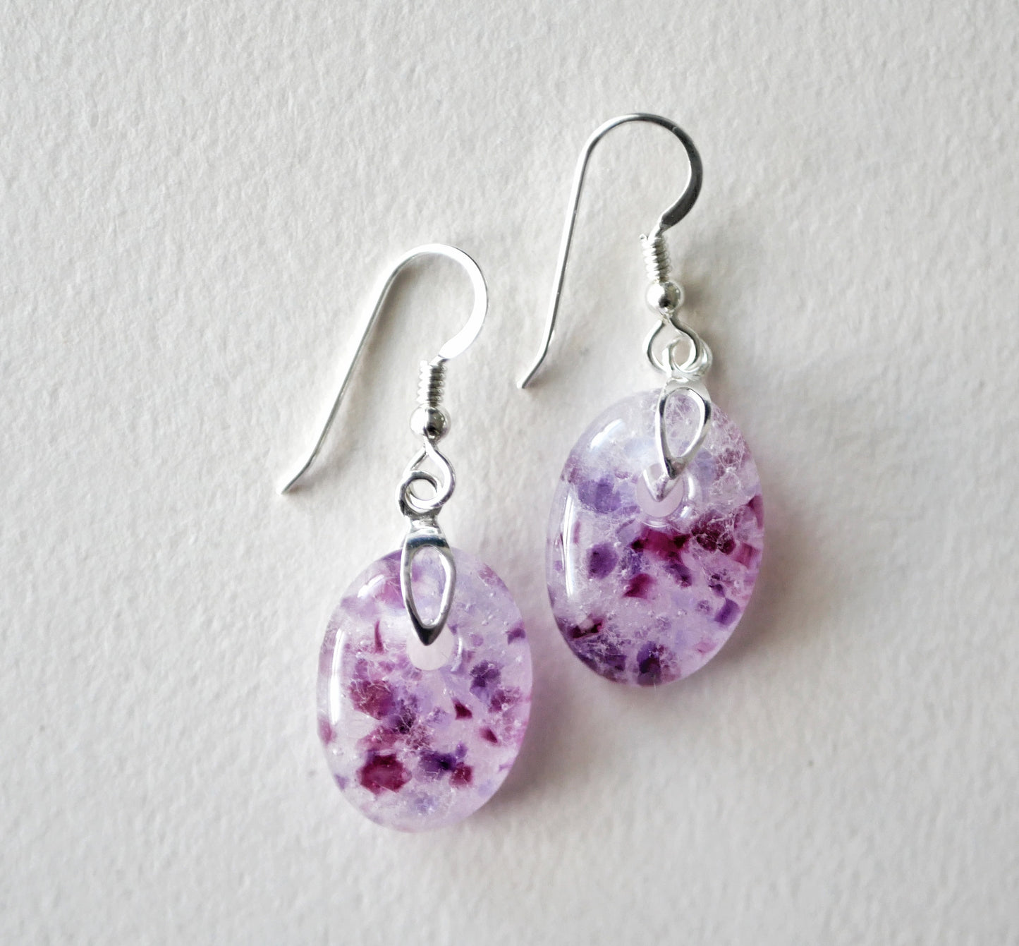 Dangly Pink Oval Earrings