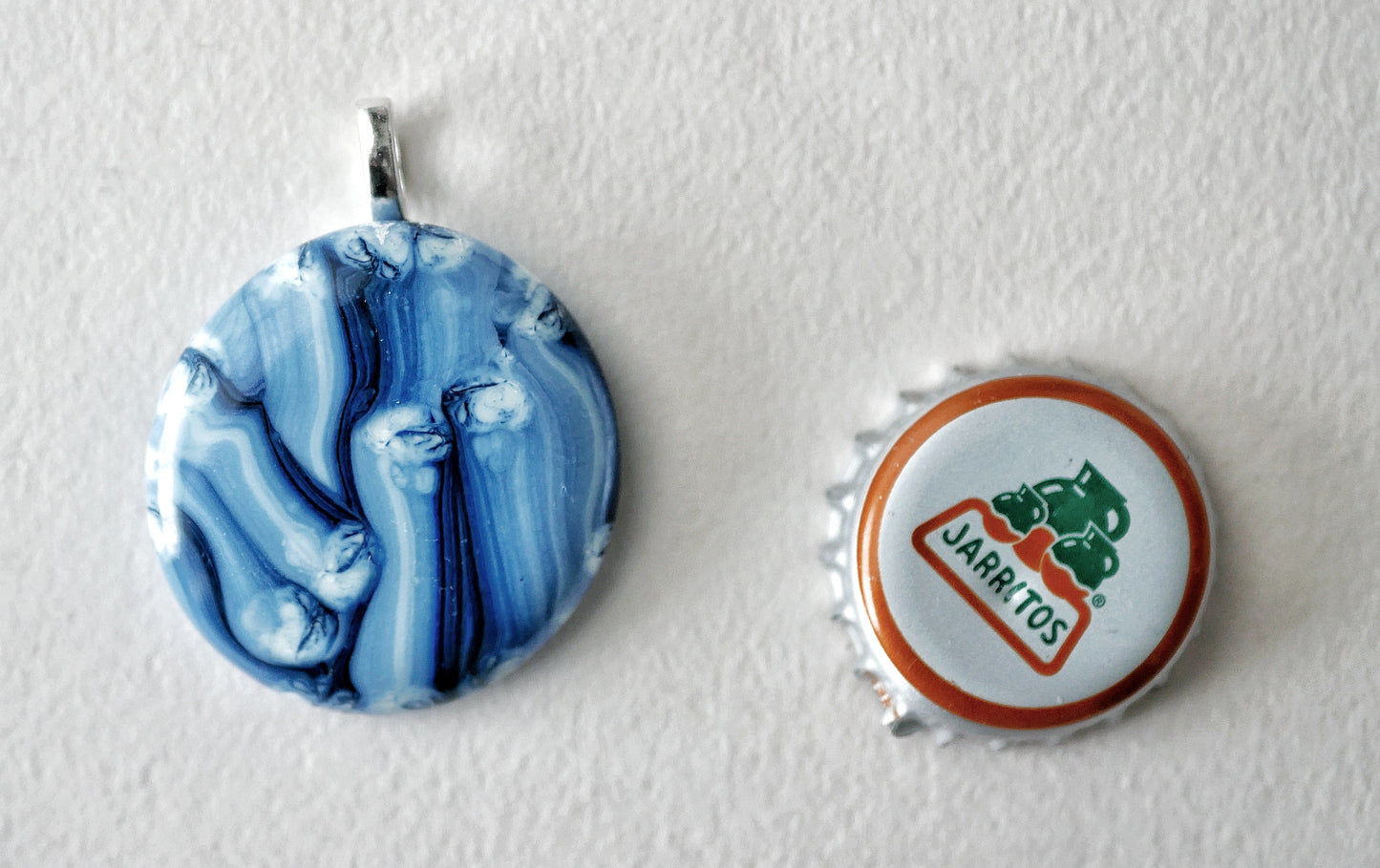 Blue and White Brushstroke Pendant #1 (Base Metal) (PENDANT ONLY)