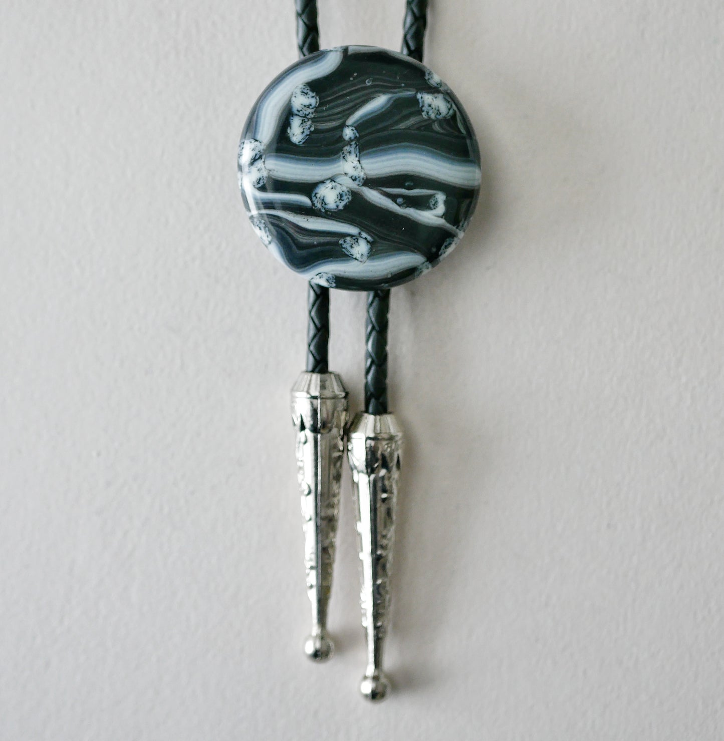 Black and White Brushstrokes Bolo Tie #1