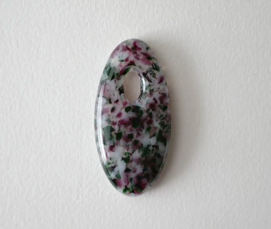 Oval Pendant: Cranberry Pink, White and Adventurine Green (PENDANT ONLY)