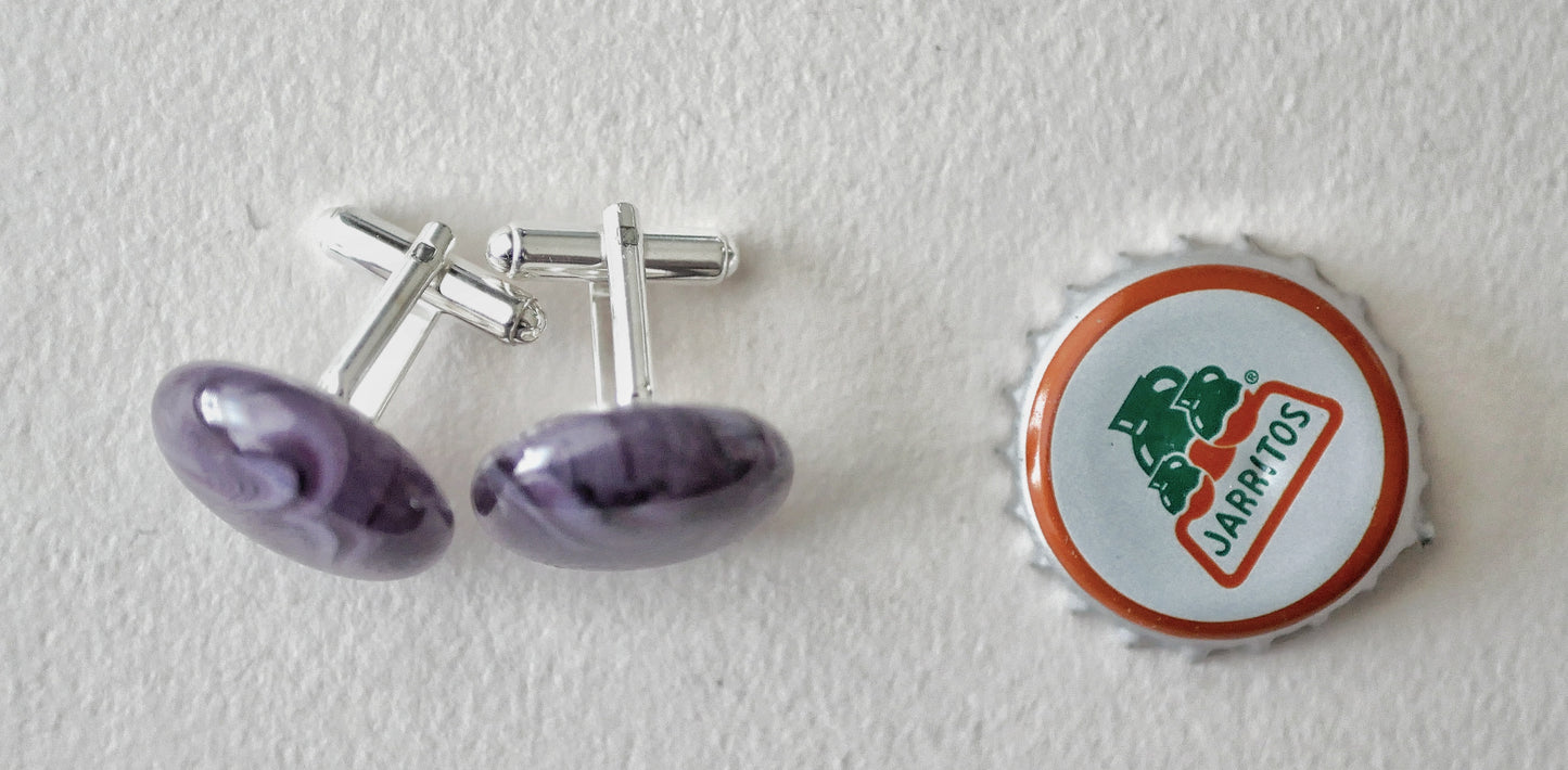 Swirling Purple Sterling Silver Cufflinks