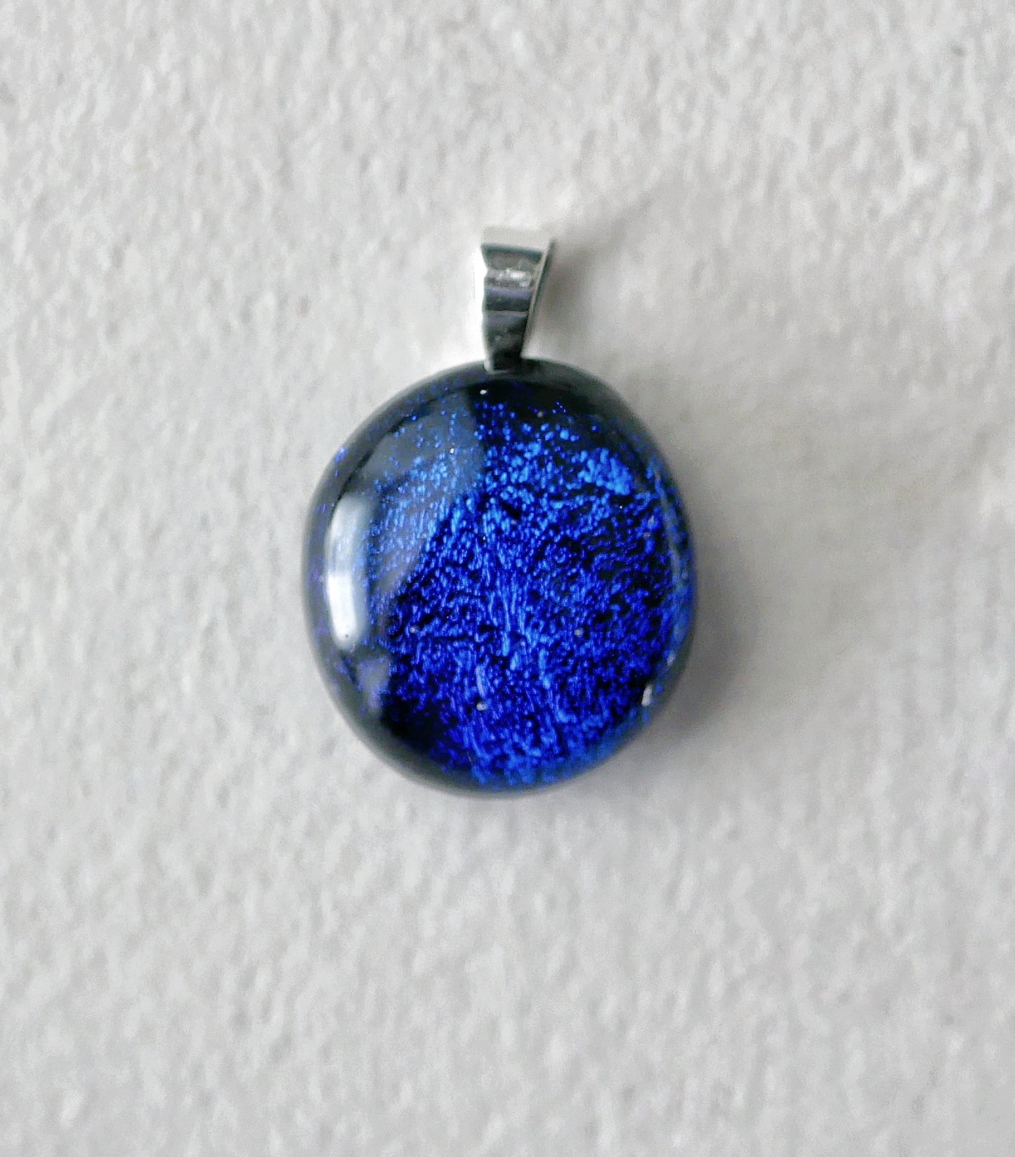 Blue Dichroic Pendant #1 (Sterling Silver) (PENDANT ONLY)